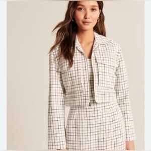 Abercrombie & Fitch Cropped Tweed Shirt Jacket | Sz Large